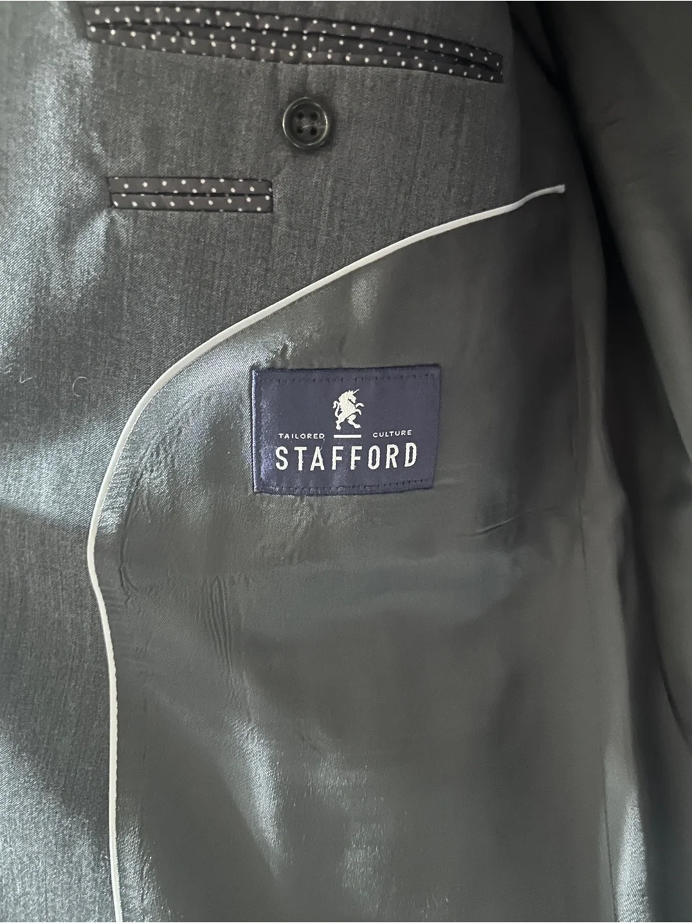 Stafford Smart Wash Machine Washable Gray Suit 2-Piece Set Men's 50R / 42x27